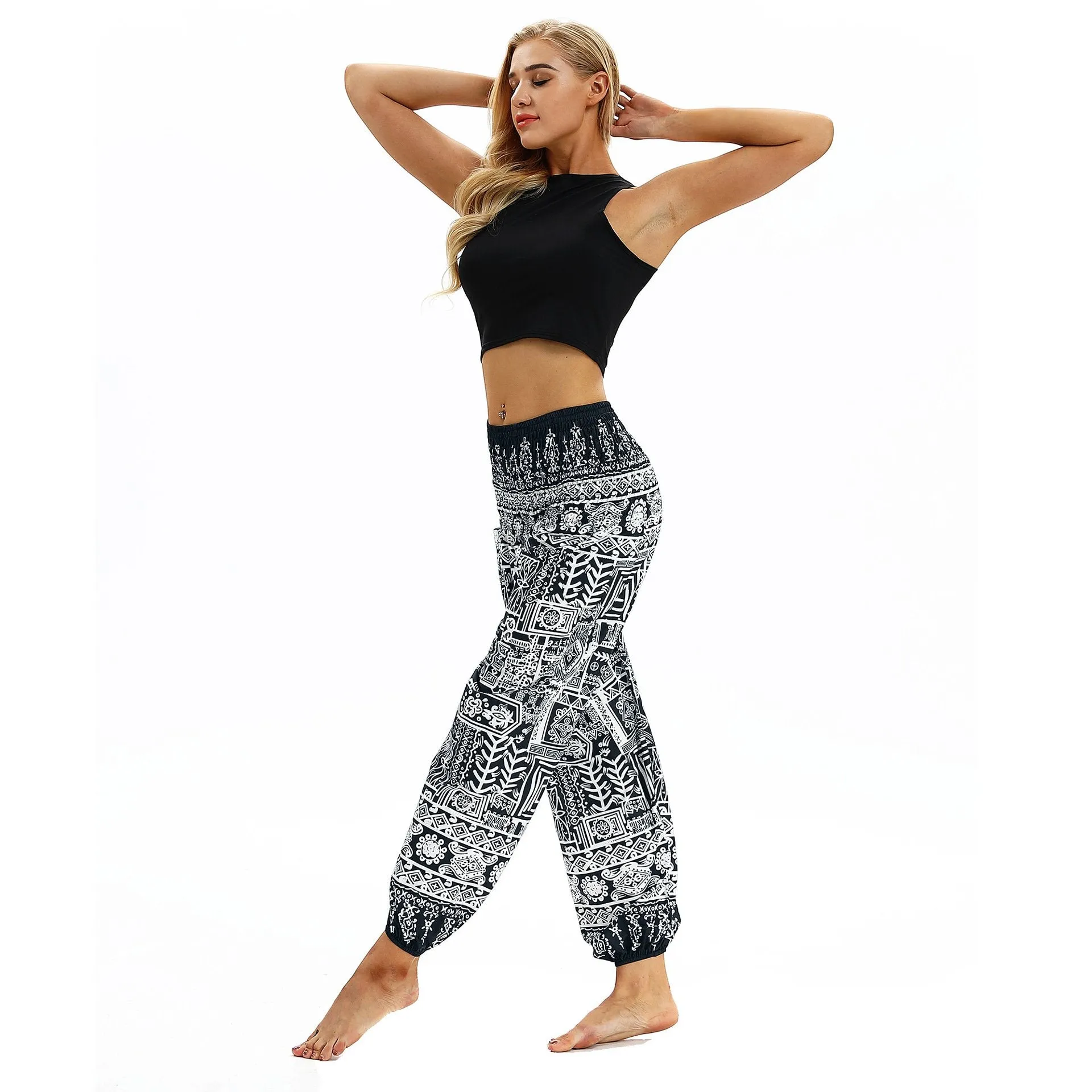 Totem print Women's Casual Light Lantern Dance Pants Popular In Autumn Yoga Loose Pants