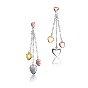 Tri Color Heart Dnagling Earrings