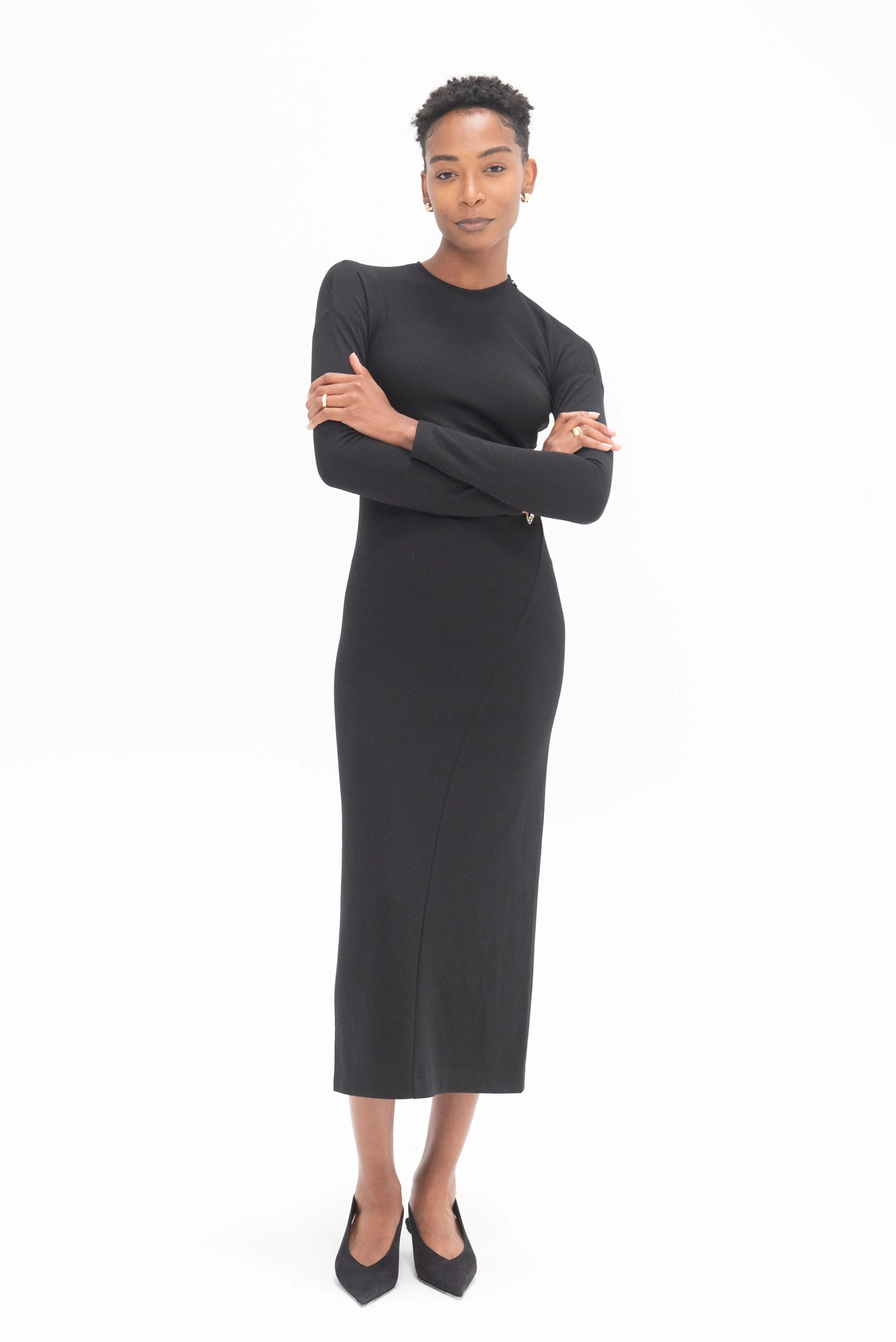 Twisted Jersey Dress, Black