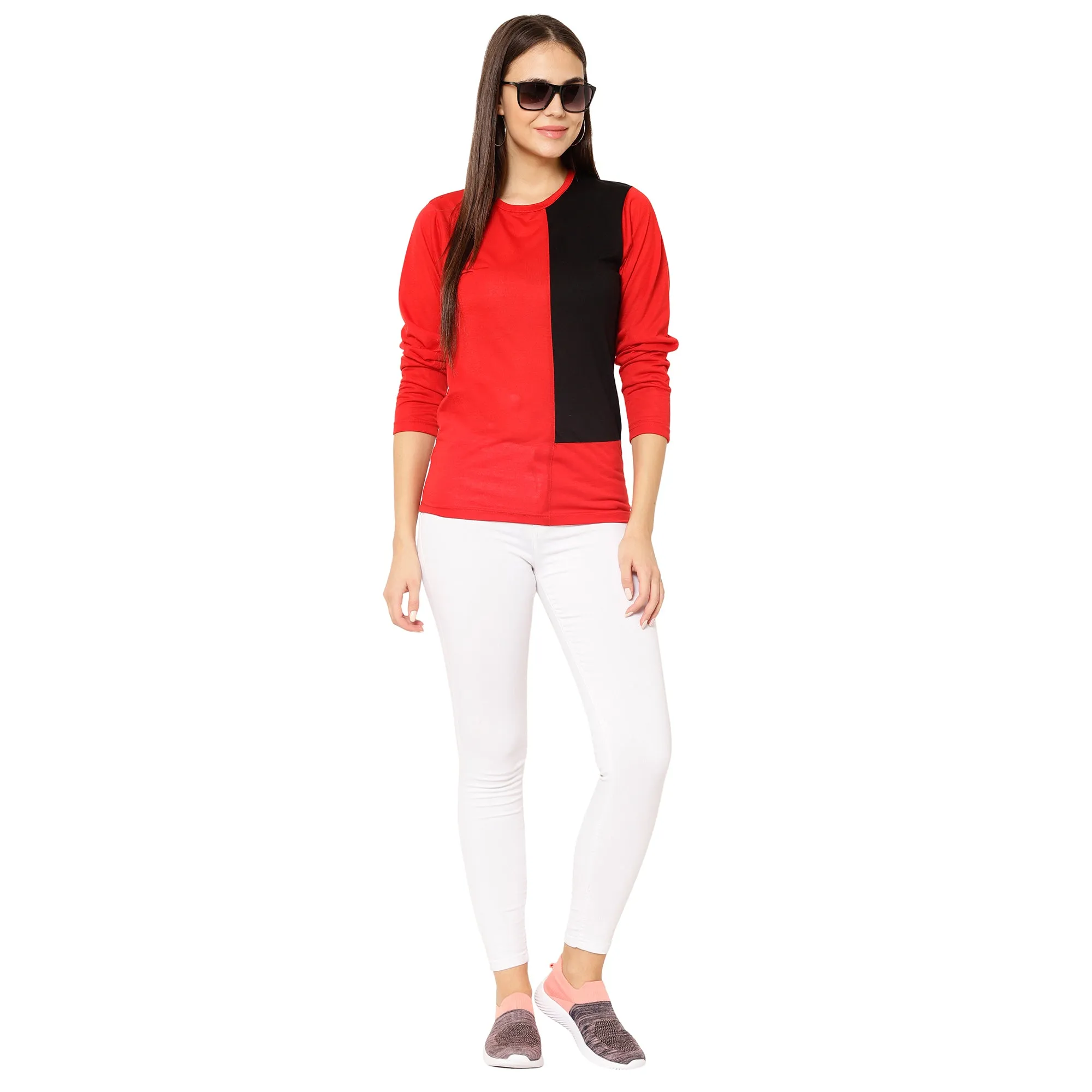 Vimal Jonney Red Color Full Sleeve Tshirt For Women