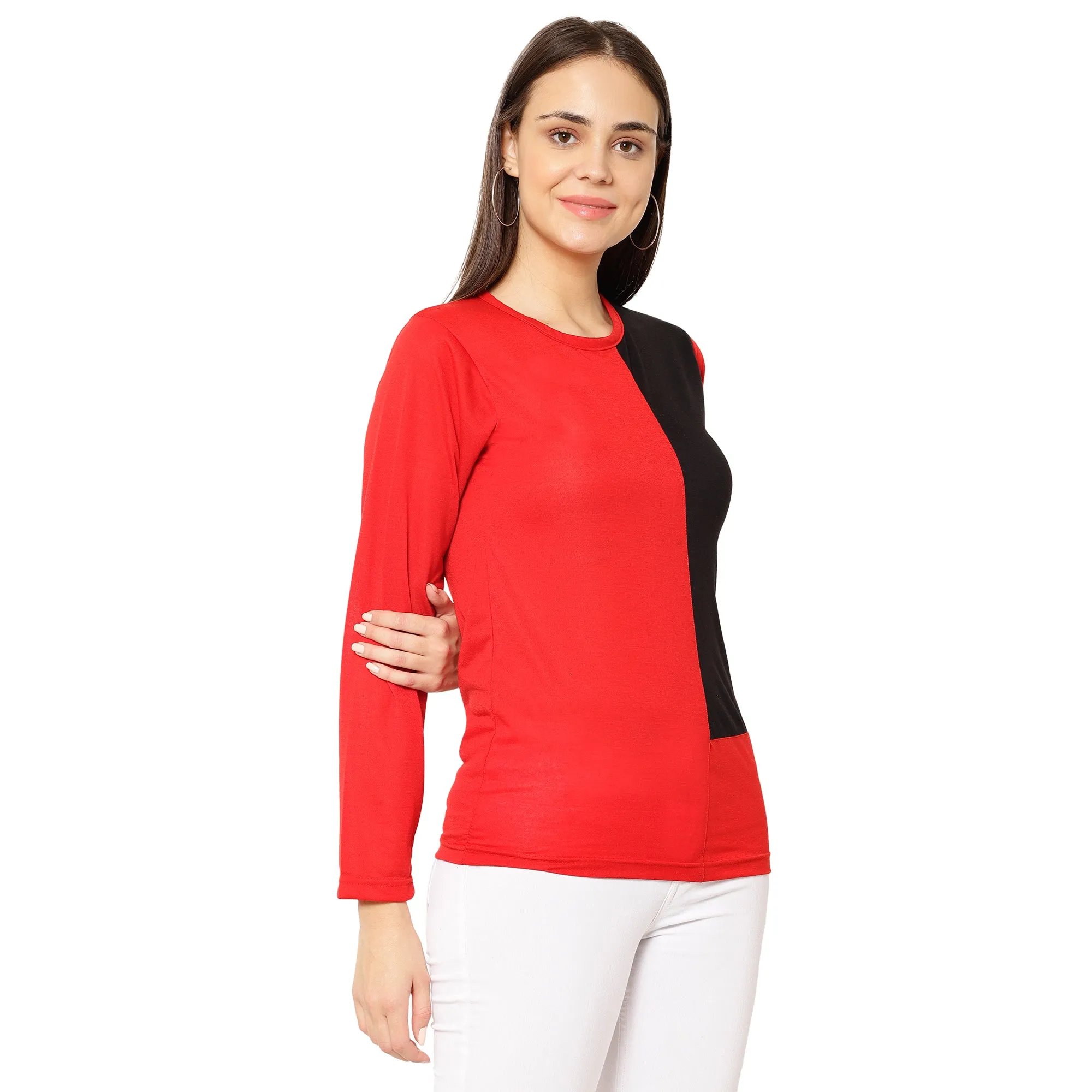 Vimal Jonney Red Color Full Sleeve Tshirt For Women