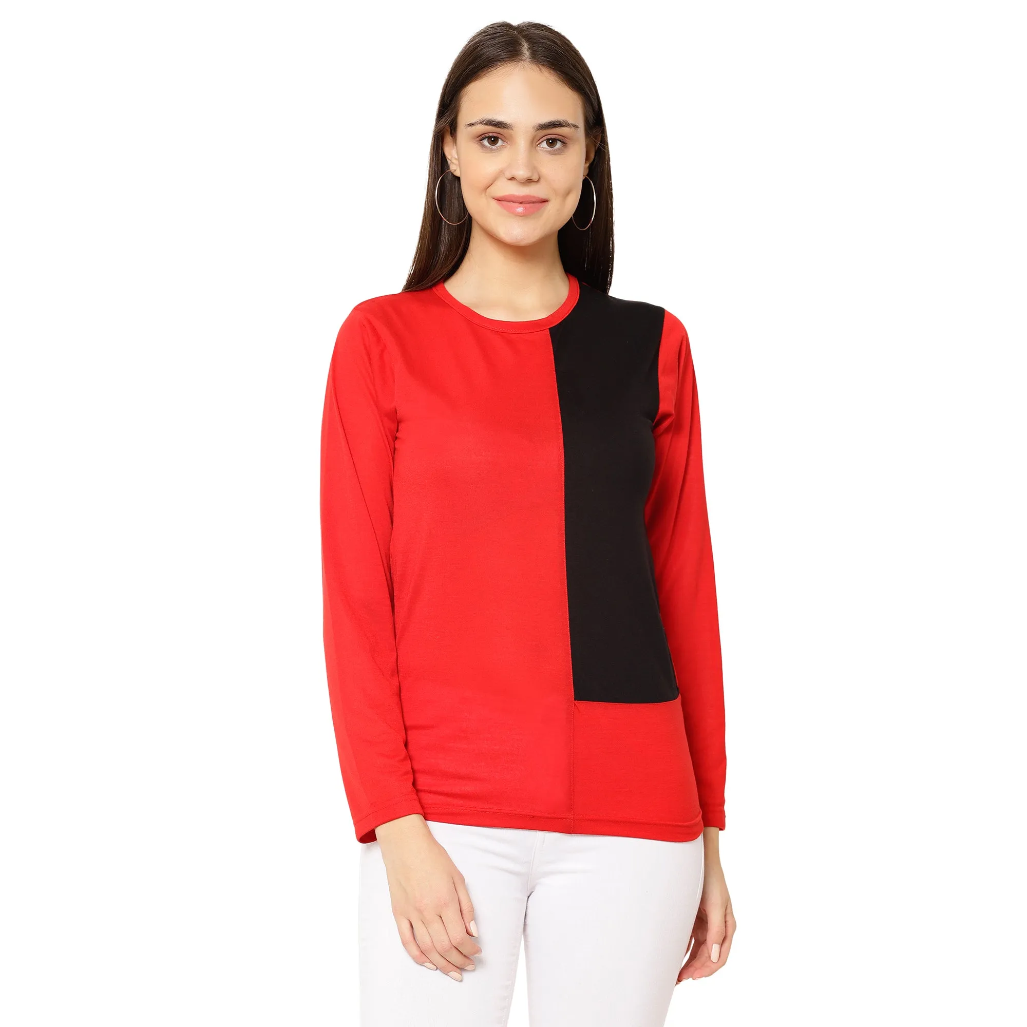 Vimal Jonney Red Color Full Sleeve Tshirt For Women