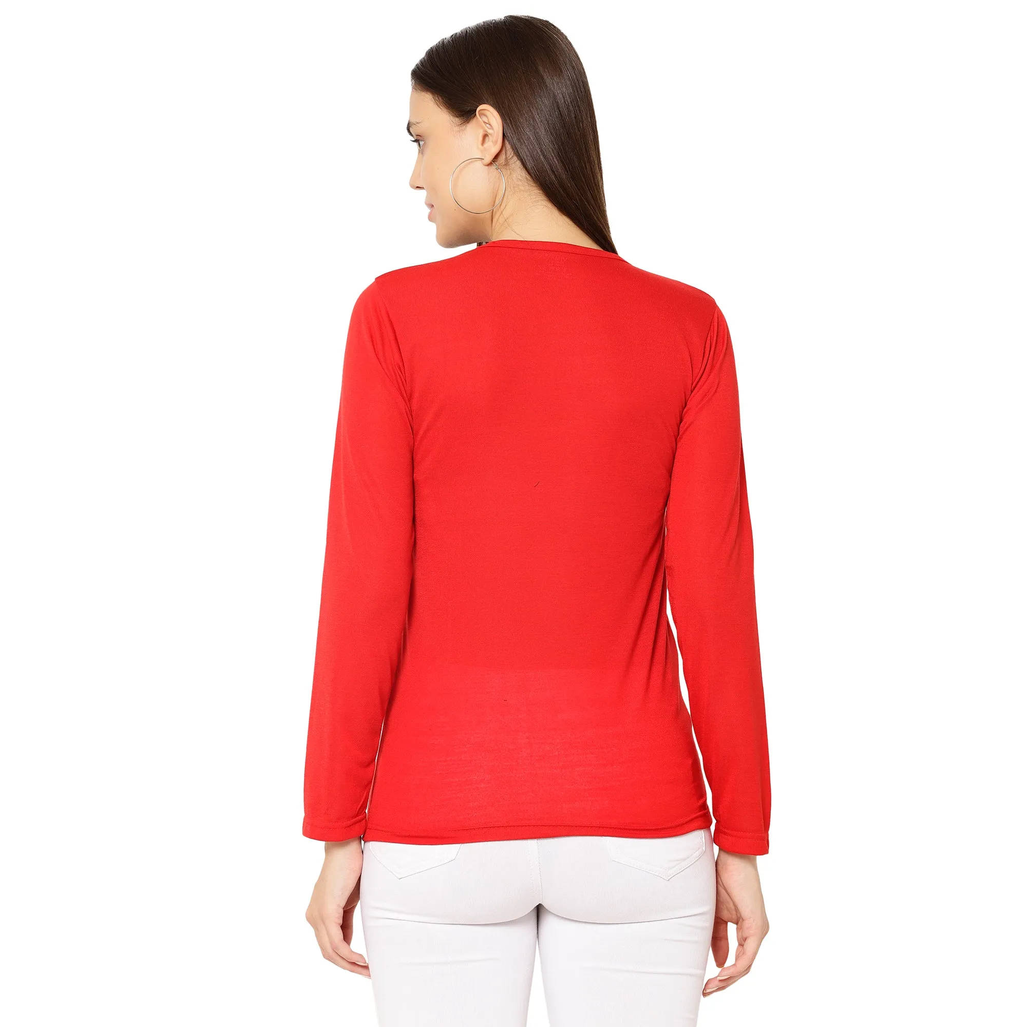 Vimal Jonney Red Color Full Sleeve Tshirt For Women