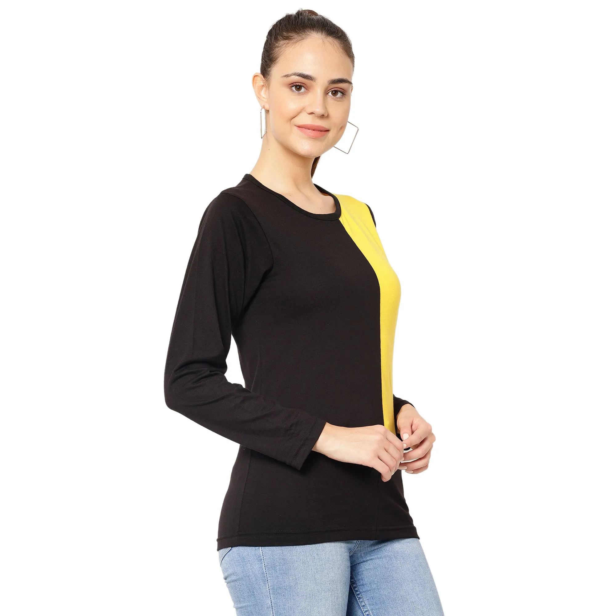 Vimal Jonney Yellow Color Full Sleeve Tshirt For Women