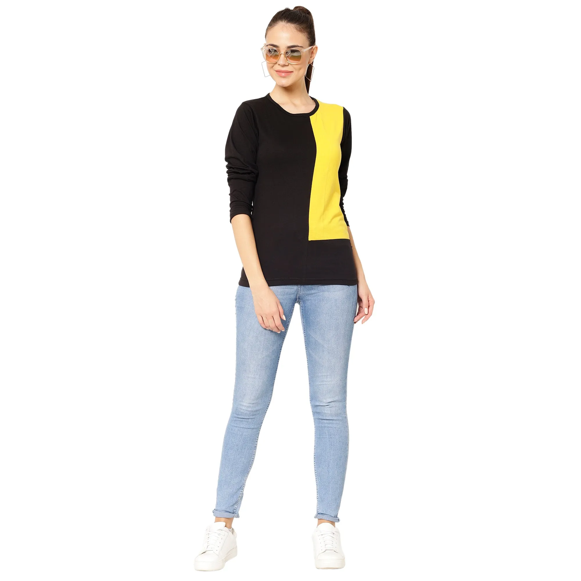 Vimal Jonney Yellow Color Full Sleeve Tshirt For Women