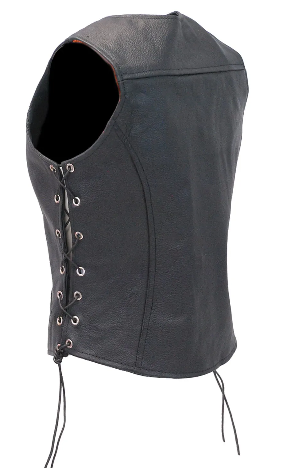 Women's Classic Side Lace Leather Vest W/Concealed Pockets #VL1048LSP